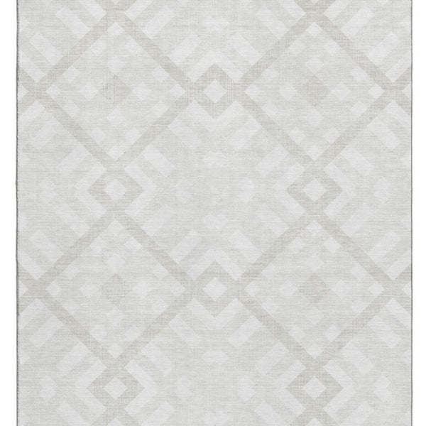 HomeRoots 9' X 12' Ivory and Beige Geometric Area Rug - Washable, UV-Protected, Durable Design for Any Room 651393