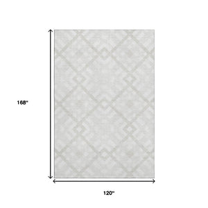 HomeRoots 10' X 14' Ivory Geometric Area Rug - Washable, UV-Protected, Durable for Modern Living Spaces! 651394