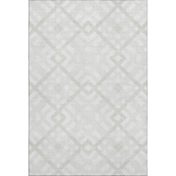 HomeRoots 10' X 14' Ivory Geometric Area Rug - Washable, UV-Protected, Durable for Modern Living Spaces! 651394