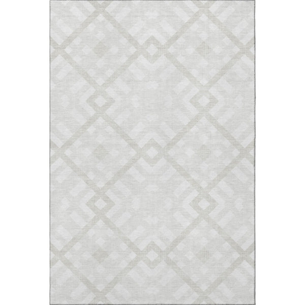 HomeRoots 10' X 14' Ivory Geometric Area Rug - Washable, UV-Protected, Durable for Modern Living Spaces! 651394