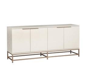 Sunpan REBEL Sideboard - Spacious Cream Grey Oak Storage with Champagne Gold Accents for Modern Elegance 108769