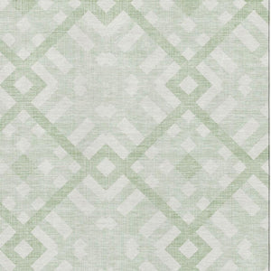 HomeRoots 8' X 10' Stylish Mint Green & Ivory Geometric Washable Area Rug with UV Protection for Durability 651398