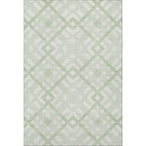 HomeRoots 8' X 10' Stylish Mint Green & Ivory Geometric Washable Area Rug with UV Protection for Durability 651398