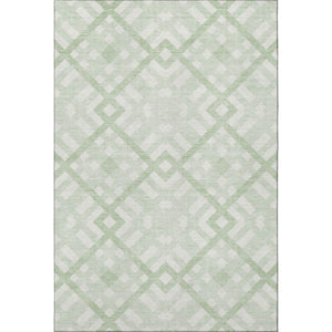 HomeRoots 9' X 12' Mint Green Ivory Geometric Area Rug - Washable, UV Protected, Durable for Family Spaces 651399