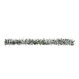 English Elm Christmas Snow Flocked Wreath Set with 9ft Garland & 6ft Tree, Warm LED Lights, 3-Piece Indoor Decor (100) PX283313AAW