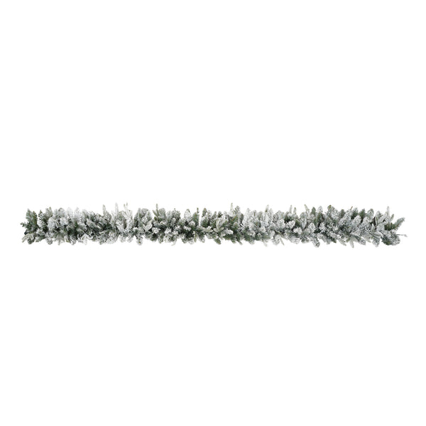 English Elm Christmas Snow Flocked Wreath Set with 9ft Garland & 6ft Tree, Warm LED Lights, 3-Piece Indoor Decor (100) PX283313AAW