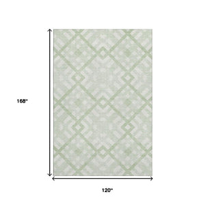 HomeRoots 10' Mint Green & Ivory Geometric Washable Area Rug with UV Protection for Family Spaces & Style 651400