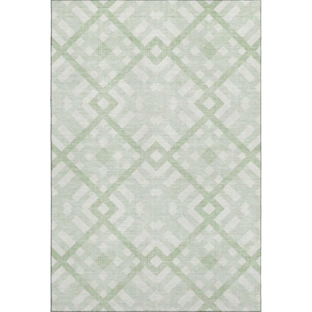 HomeRoots 10' Mint Green & Ivory Geometric Washable Area Rug with UV Protection for Family Spaces & Style 651400