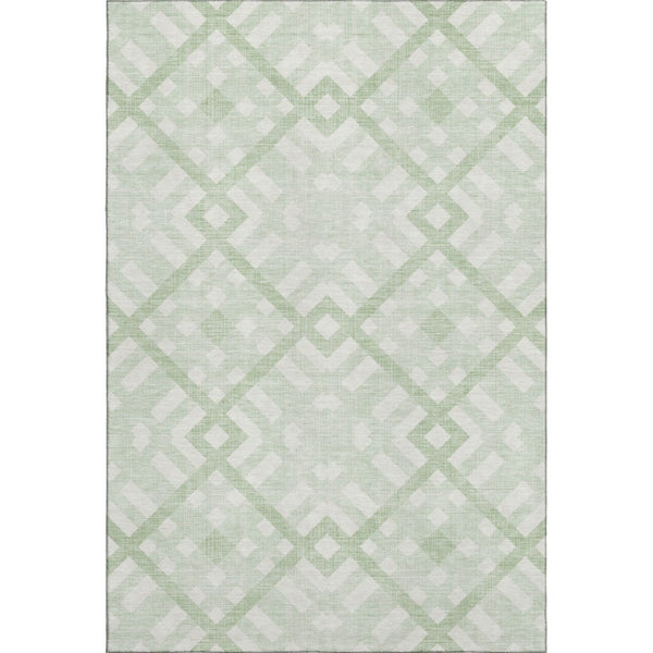 HomeRoots 10' Mint Green & Ivory Geometric Washable Area Rug with UV Protection for Family Spaces & Style 651400