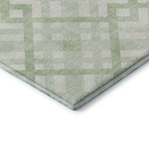 HomeRoots 10' Mint Green & Ivory Geometric Washable Area Rug with UV Protection for Family Spaces & Style 651400