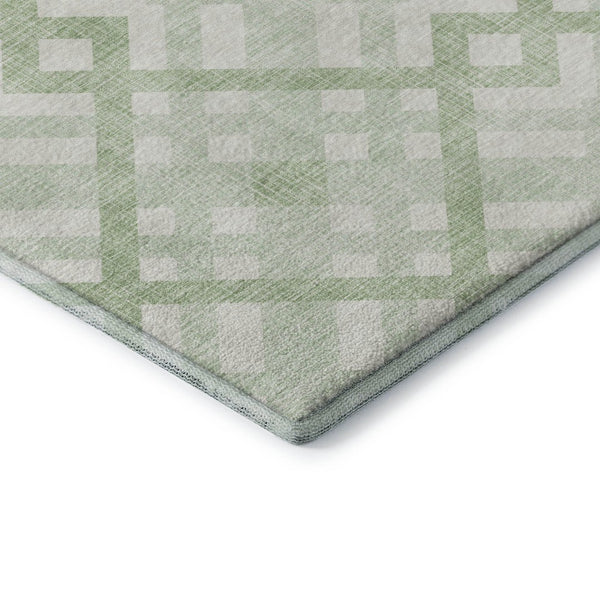 HomeRoots 10' Mint Green & Ivory Geometric Washable Area Rug with UV Protection for Family Spaces & Style 651400