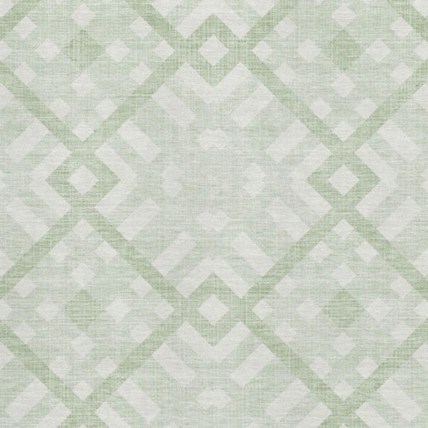 HomeRoots 10' Mint Green & Ivory Geometric Washable Area Rug with UV Protection for Family Spaces & Style 651400