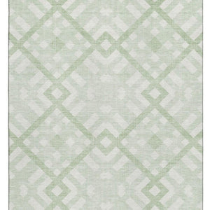 HomeRoots 10' Mint Green & Ivory Geometric Washable Area Rug with UV Protection for Family Spaces & Style 651400