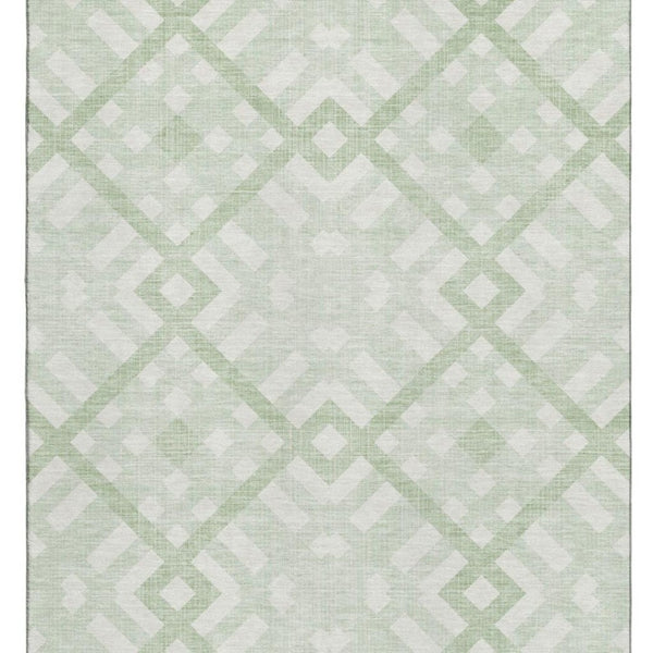 HomeRoots 10' Mint Green & Ivory Geometric Washable Area Rug with UV Protection for Family Spaces & Style 651400