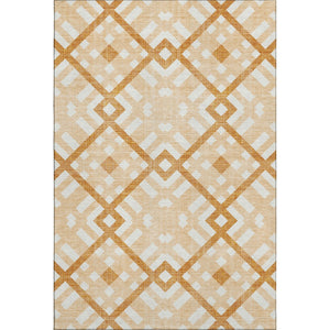 HomeRoots 9' X 12' Peach and Ivory Geometric Area Rug - Washable, UV Protected, Perfect for Busy Homes! 651405