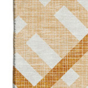 HomeRoots 10' X 14' Peach and Ivory Geometric Area Rug – Washable, UV Protected, Perfect for Pets & Kids! 651406