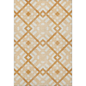 HomeRoots 10' X 14' Peach and Ivory Geometric Area Rug – Washable, UV Protected, Perfect for Pets & Kids! 651406