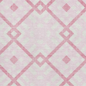 HomeRoots 5' X 8' Pink and Ivory Geometric Area Rug - Stylish, Washable, UV-Protected for Modern Spaces 651408