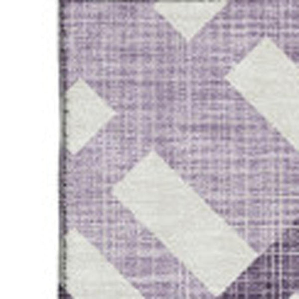 HomeRoots 5' X 8' Purple And Ivory Geometric Washable Area Rug – Durable, Stain-Resistant, UV Protected Design 651414