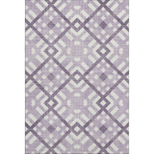 HomeRoots 10' X 14' Purple And Ivory Geometric Area Rug - Washable, UV-Protected, Durable & Stylish Design 651418