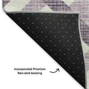 HomeRoots 10' X 14' Purple And Ivory Geometric Area Rug - Washable, UV-Protected, Durable & Stylish Design 651418