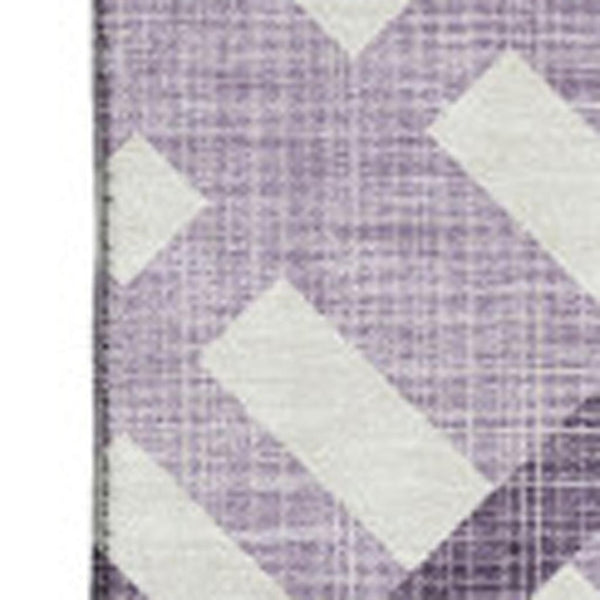 HomeRoots 10' X 14' Purple And Ivory Geometric Area Rug - Washable, UV-Protected, Durable & Stylish Design 651418
