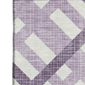 HomeRoots 10' X 14' Purple And Ivory Geometric Area Rug - Washable, UV-Protected, Durable & Stylish Design 651418