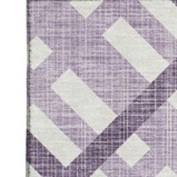 HomeRoots 10' X 14' Purple And Ivory Geometric Area Rug - Washable, UV-Protected, Durable & Stylish Design 651418