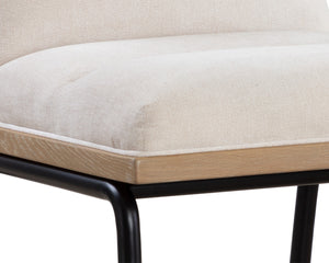 Sunpan Abilene Counter Stool - Plush Polo Club Muslin Seat, Rustic Oak Frame & Stylish Matte Black Legs