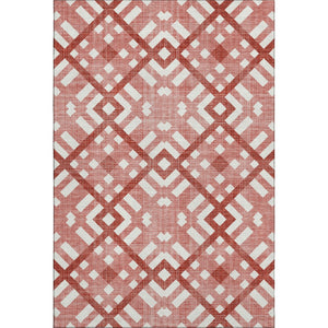 HomeRoots 10' X 14' Red and Ivory Geometric Area Rug - Washable, UV Protected, Perfect for Busy Homes! 651424