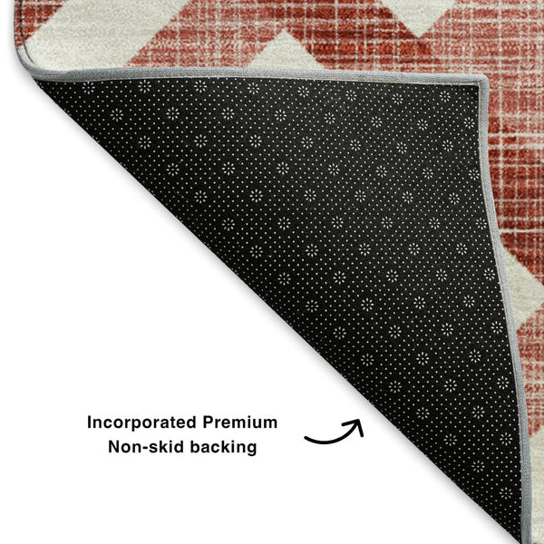 HomeRoots 10' X 14' Red and Ivory Geometric Area Rug - Washable, UV Protected, Perfect for Busy Homes! 651424