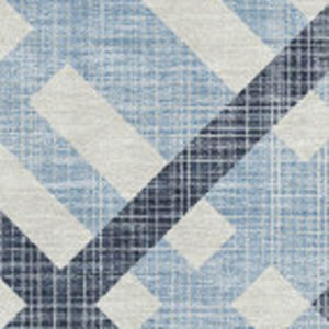 HomeRoots 5' X 8' Sky Blue & Ivory Geometric Area Rug - Washable, UV Protected, Durable for Family Spaces 651426