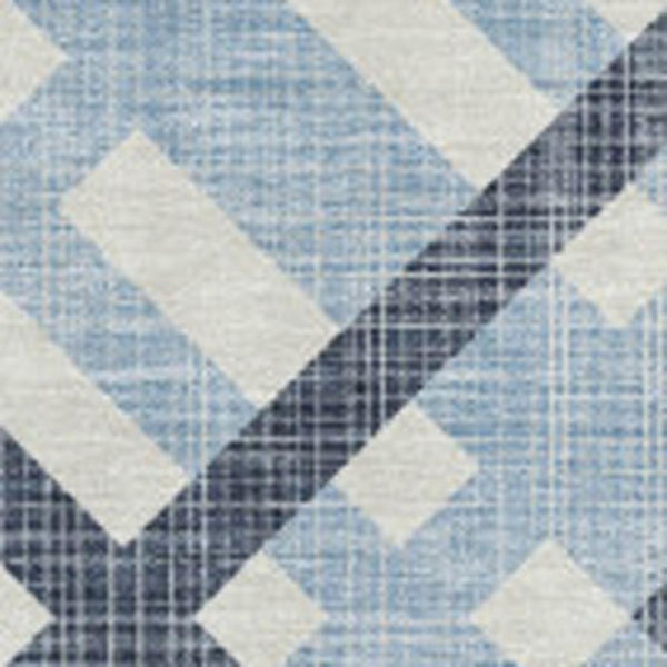 HomeRoots 5' X 8' Sky Blue & Ivory Geometric Area Rug - Washable, UV Protected, Durable for Family Spaces 651426