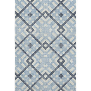HomeRoots 9' X 12' Sky Blue & Ivory Geometric Area Rug - Washable, UV Protected, Kid & Pet Friendly Design! 651429