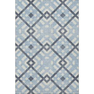 HomeRoots 9' X 12' Sky Blue & Ivory Geometric Area Rug - Washable, UV Protected, Kid & Pet Friendly Design! 651429