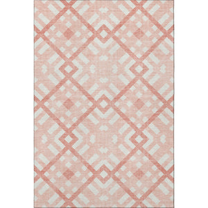 HomeRoots 8' X 10' Salmon & Ivory Geometric Area Rug - Stylish, Washable, UV-Protected for Modern Spaces 651434