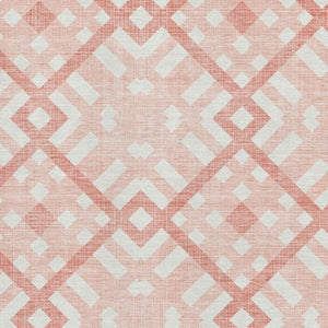 HomeRoots 9' X 12' Salmon & Ivory Geometric Area Rug - Stylish, Washable, UV-Protected for High-Traffic Spaces 651435