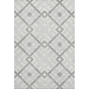 HomeRoots 8' X 10' Silver and Ivory Geometric Area Rug - Washable, UV-Protected, Stylish for High-Traffic Homes 651440
