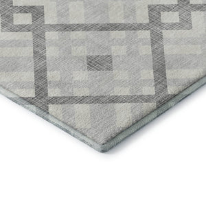 HomeRoots 8' X 10' Silver and Ivory Geometric Area Rug - Washable, UV-Protected, Stylish for High-Traffic Homes 651440