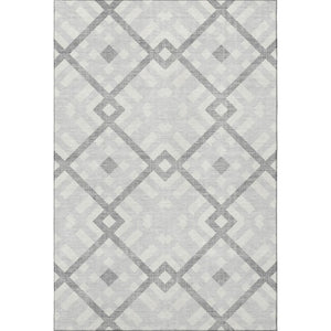 HomeRoots 8' X 10' Silver and Ivory Geometric Area Rug - Washable, UV-Protected, Stylish for High-Traffic Homes 651440