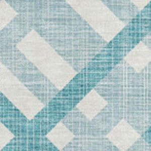 HomeRoots 5' X 8' Modern Teal and Ivory Geometric Area Rug - Washable, UV Protected, Stain-Resistant Beauty 651444
