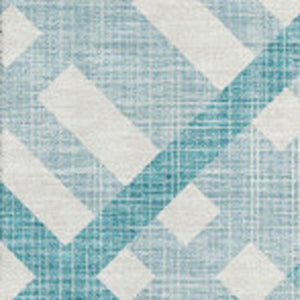 HomeRoots 8' X 10' Teal and Ivory Geometric Washable Area Rug - Durable, Stain Resistant, UV Protected Design 651446