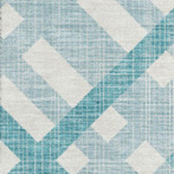 HomeRoots 8' X 10' Teal and Ivory Geometric Washable Area Rug - Durable, Stain Resistant, UV Protected Design 651446