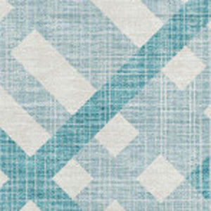HomeRoots 9' X 12' Teal and Ivory Geometric Area Rug - Washable, UV Protected, Perfect for High-Traffic Spaces! 651447