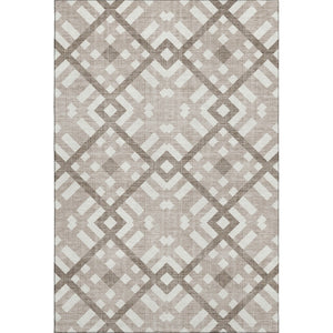 HomeRoots 5' X 8' Taupe and Ivory Geometric Area Rug – Stain Resistant, UV Protected, Durable & Stylish Design 651450