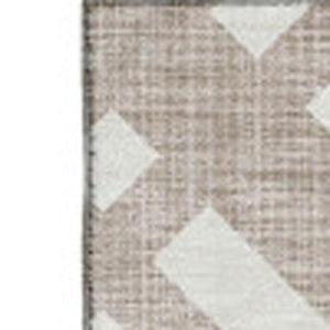 HomeRoots 5' X 8' Taupe and Ivory Geometric Area Rug – Stain Resistant, UV Protected, Durable & Stylish Design 651450