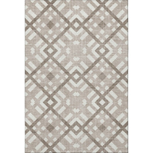 HomeRoots 5' X 8' Taupe and Ivory Geometric Area Rug – Stain Resistant, UV Protected, Durable & Stylish Design 651450