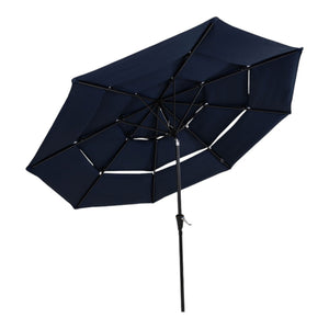 HomeRoots 96" Dark Blue Tilt Lighted Market Umbrella - Stylish Outdoor Canopy with Adjustable Height & UV Protection 651456