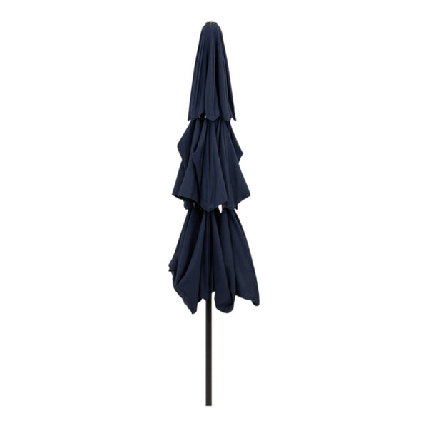 HomeRoots 96" Dark Blue Tilt Lighted Market Umbrella - Stylish Outdoor Canopy with Adjustable Height & UV Protection 651456