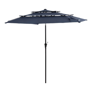 HomeRoots 96" Dark Blue Tilt Lighted Market Umbrella - Stylish Outdoor Canopy with Adjustable Height & UV Protection 651456